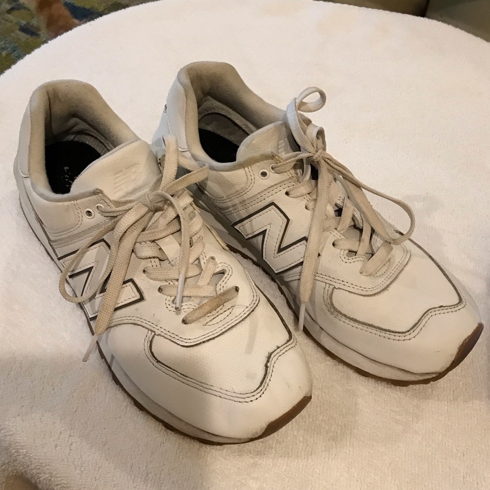 New Balance Off-White Sneakers with Tan Accents